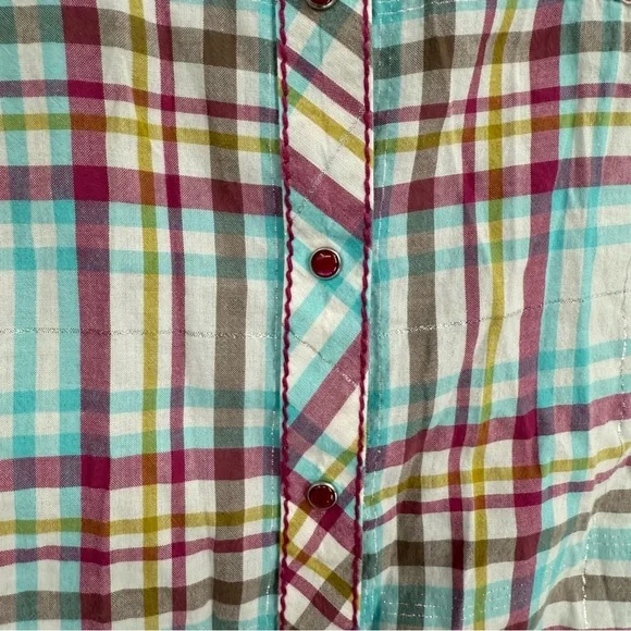 Ariat Women's Long Sleeve Top Plaid Pearl Snap Shirt Size XL Sequins Western - Picture 5 of 10